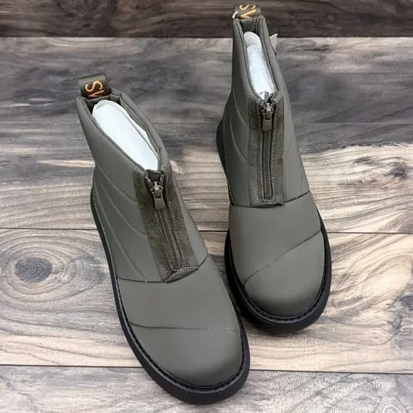 NIB TOMS 9 Alpargata Mallow Puffer Tarmac Olive Repreve Ankle Boots Bootie - Picture 4 of 11